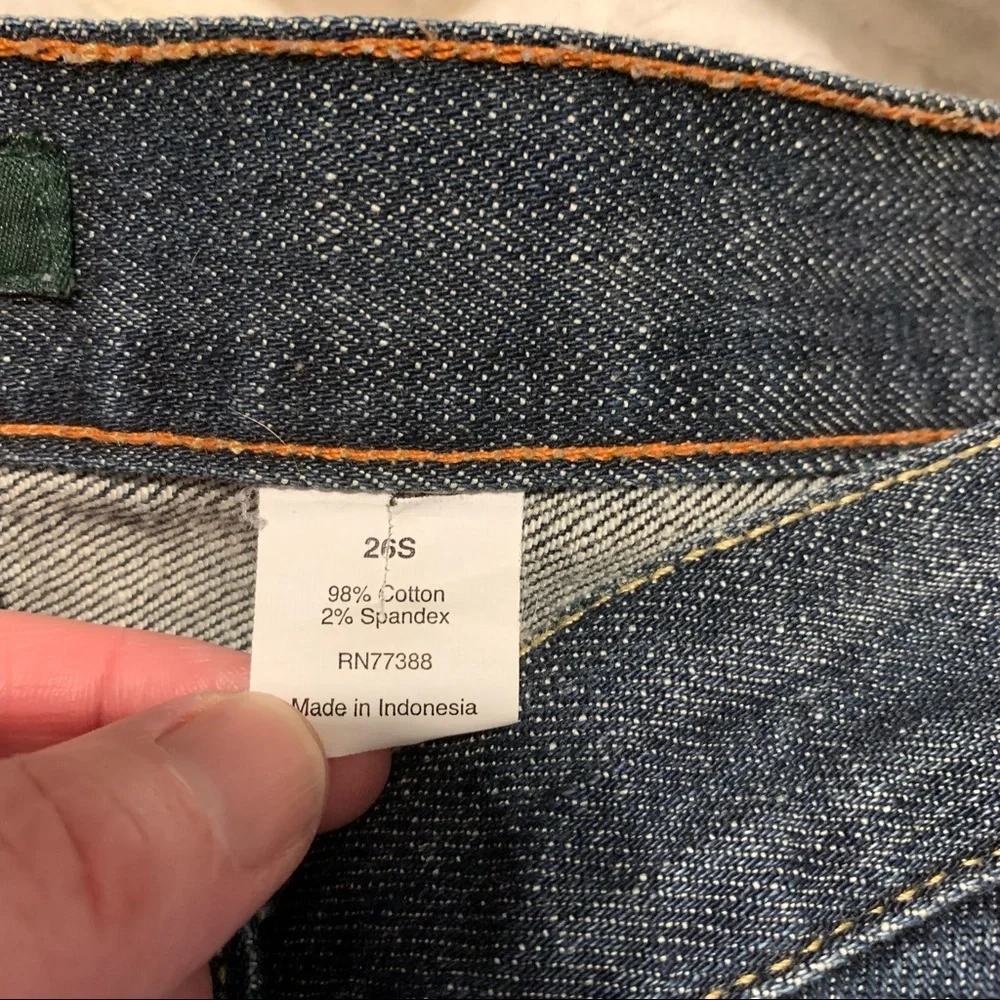 J. Crew stretch 26S matchstick whiskered denim jeans straight leg cotton blend